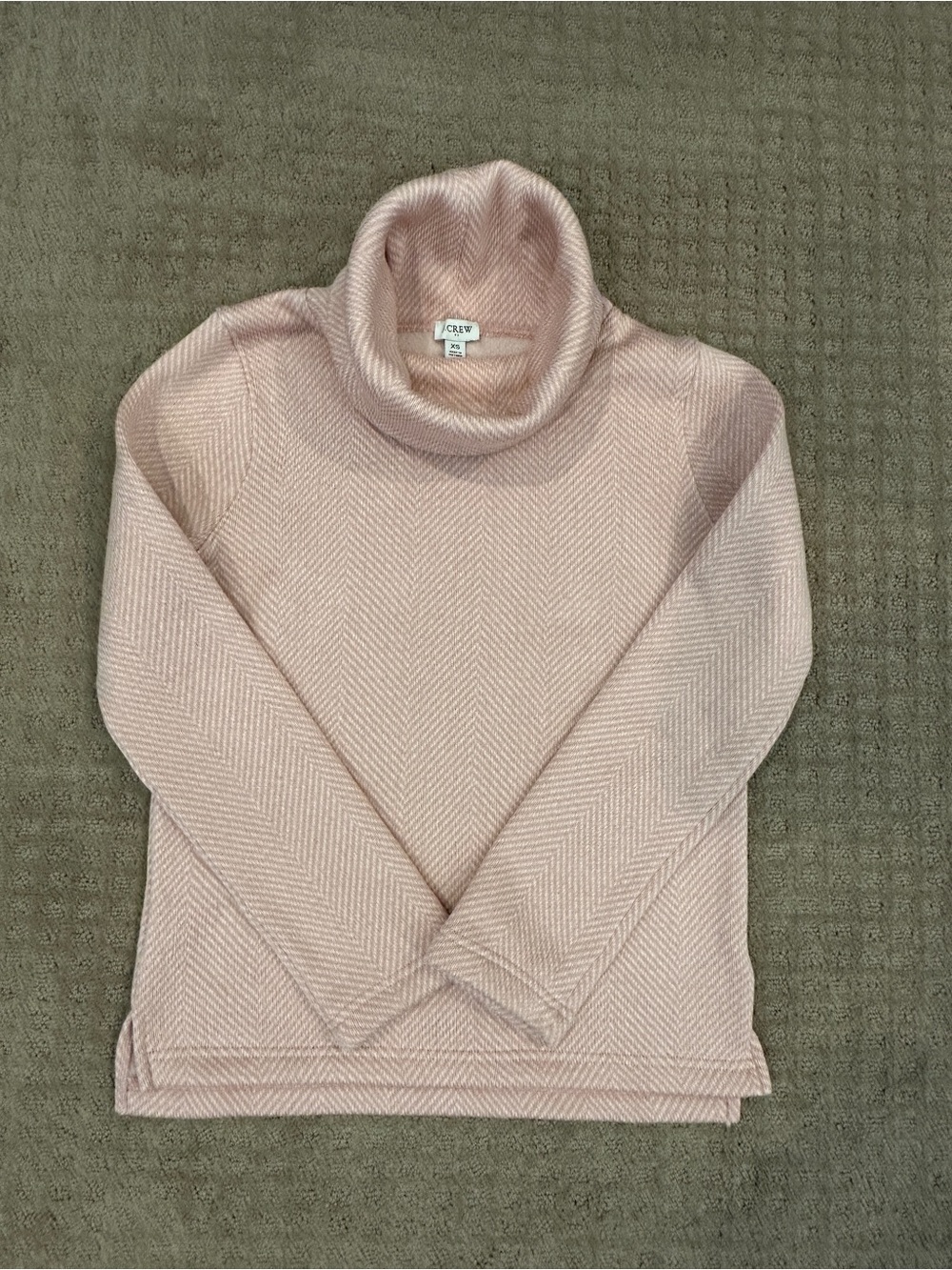 J. Crew Blush Pink Herringbone Turtleneck Sweater/Sweatshirt